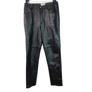 Hugo Buscati Vintage Black Leather Hi Rise Lined Pants  31 x 31 Size 12